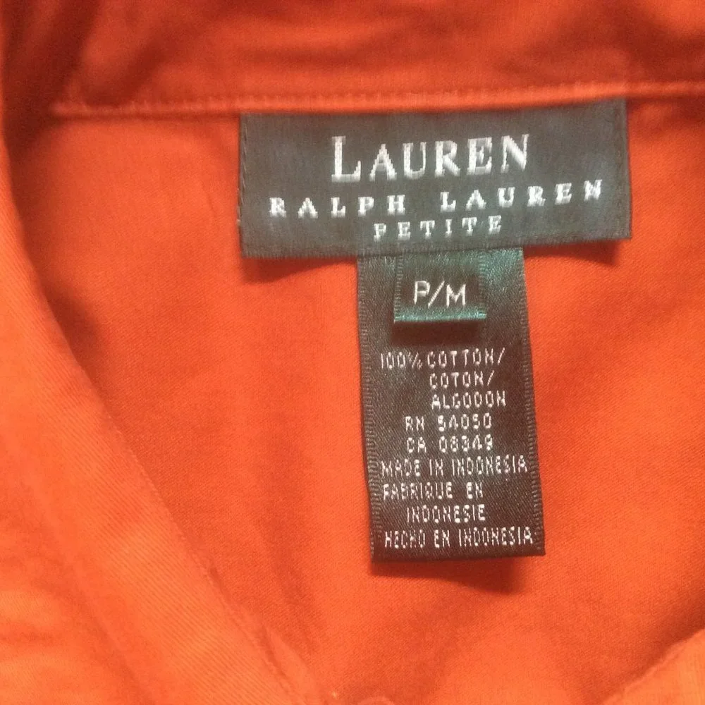 Lauren Ralph Lauren Orange Fly Fishing Shirt Size MP - Picture 4 of 5
